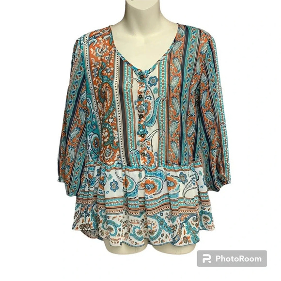 Umgee size small multicolored top 5 button front closure oversized - Picture 1 of 8